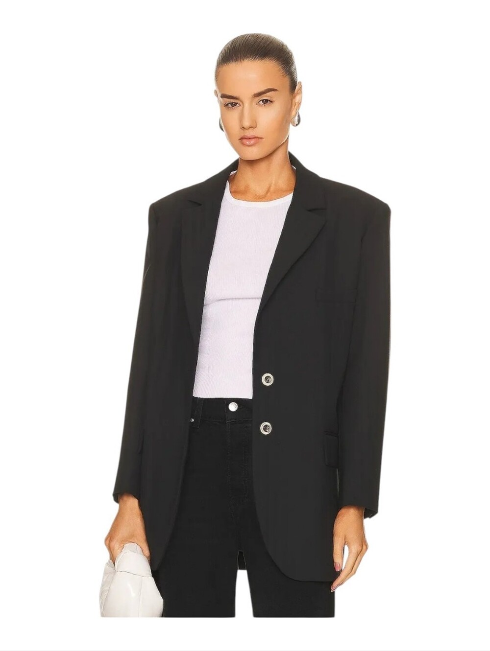 IRO Paris Olapi Blazer In Black Wide Pinstripe Wool Blend Sz FR 38/ US 10